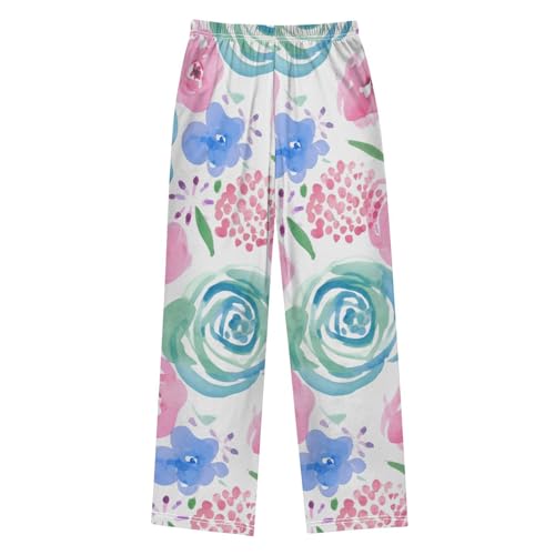 J JOYSAY Watercolor Roses Floral White Pajamas Pants Soft Long Pajama Bottoms Lounge Sleep Pants Size S-XL2
