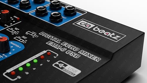 Image of da.beatz. 6-Channel Stereo Echo DJ Sound DJ Mixer with USB and Bluetooth for Parties, Stage Effects, Weddings, Diwali Giving Your Occasion an Impressive Output. (Black) (EMM-6U)