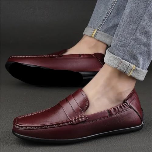 Mens Business Casual Loafers Leather Slip On for Office Work Wedding Comfortable Lightweight Dress Shoes2