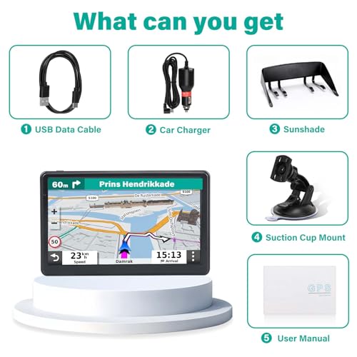 image for HINYFVOZ GPS Navigator for Car Truck RV, 7 Inch Touch Screen GPS for C