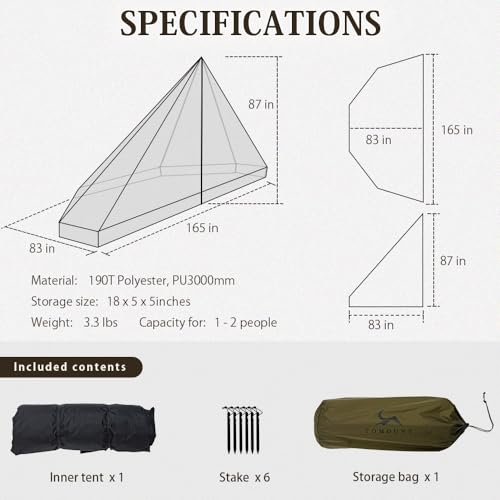 Image of TOMOUNT Half Inner Mesh for Teepee Hot Tent with Waterproof Bathtub Floor