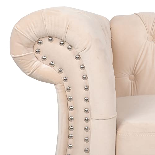 Sillón Chesterfield Plegable Beige miniatura 4