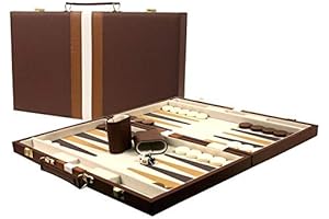 Premium 18" Leatherette Backgammon Set in Majestic Brown