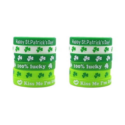 Bracelets en caoutchouc vert résistant avec motif trèfle de trèfle