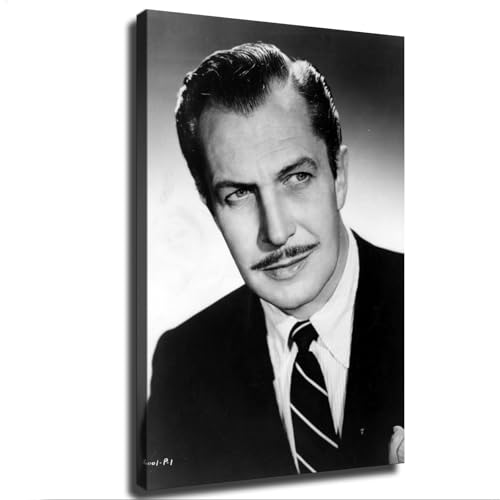 Actor Vincent Price Black and White Vintage Poster Canvas Wall Art Home Living Room Bedroom Decor Mural (Frame 8in*12in)