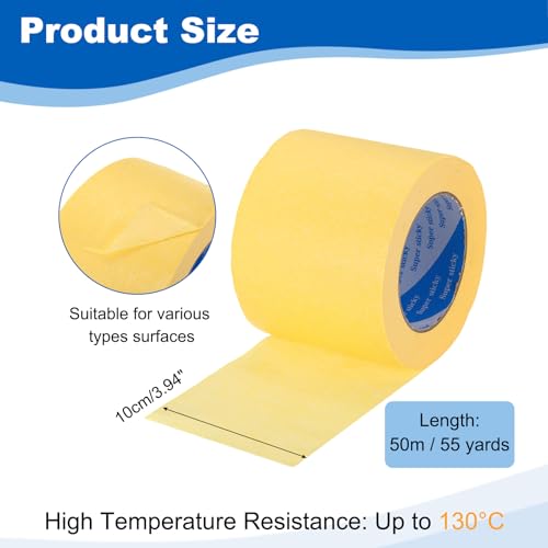 Image of PATIKIL Painters Tape 4 Inch x 55 Yards, Adhesive Masking Tape Yellow Paint Tapes for Wall Painting DIY Artist Craft Arts Decoration Labeling
