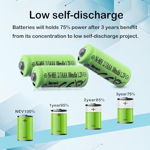 12 Pilas Recargables Ni-MH 2/3AAA 1.2v 100mAh para Luces Sol miniatura 4