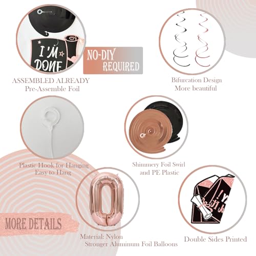 Image of JOJO FLY Rose Gold Graduation Decorations 2026, Congrats Grad Hanging Swirl Supplies, Rose Gold 2026 Balloons, Graduation Balloons, Class of 2026
