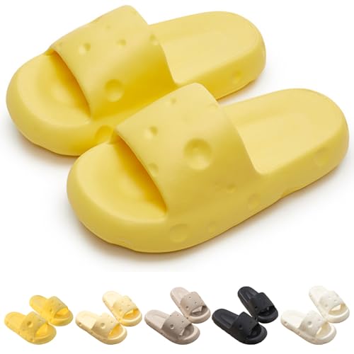 Jfxgjuv Cheese Slippers, Cheese Slides for Women and Men, Pillow Sandals Cloud Slides Non Slip Quick Dry Shower Sandals House Shoes