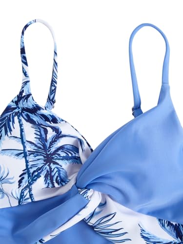 Milumia Girl's 3 Piece Swimsuit Floral Spaghetti Strap Bikini Set with Cover Up Skirt3