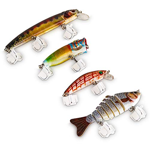 unanimous fishing Bass Lures Kit – 4 Lifelike 3D Fish Baits with BKK Treble Hooks for Saltwater and Freshwater Angling – Includes 1 Jointed Swimbait, 1 Topwater Popper and 2 Crankbaits (Orange)