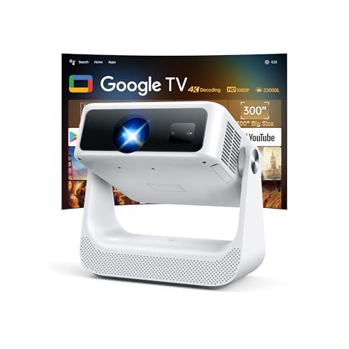 Image of 【Buit-in Google TV & Voice Control】Smart Projector with WiFi 6 and Bluetooth, 4K Support Movie Outdoor Projectors Compatible with Netflix/Prime Video/YouTube, Auto Focus Home Proyector