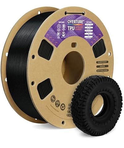 OVERTURE Flexible TPU 95A 3D Printer Filament 1.75mm, 1kg Black