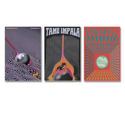 Ockxin 3pcs Vintage Tame Impala Poster Set - Canvas Wall Art - Living Room, Bedroom, Kitchen, Office - Music Theme - Frameless - 08x12 inches - Retro Style