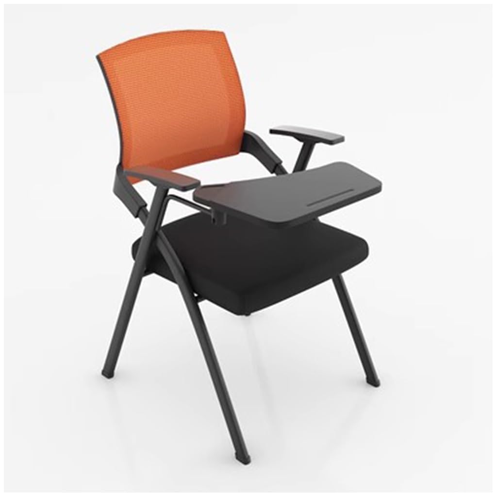 METTEOR Folding Accent Chair - Space-Saving Office & Conference Desk Chair with Wide Seat table for Meetings & Training Rooms Versatile & Slish Design (Orange Mit Pad)