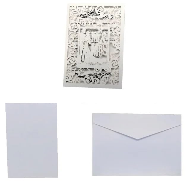 Hochzeitskarte 10 stücke Hochzeitseinladungen Elegante Braut und Bräutigam Einladungskarten for Hochzeit Mariage Party Favor Dekoration Hochzeitskarten(White Set)