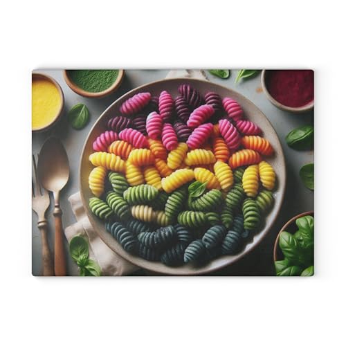 Premium Glass Cutting Board – Tricolor Gnocchi: Beet, Spinach, and