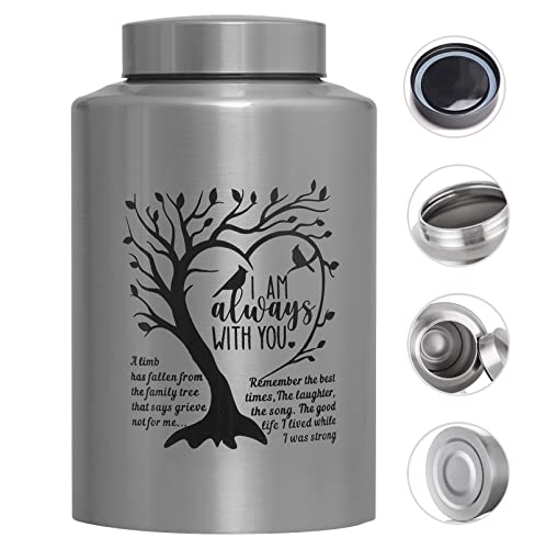 Decorative Cremation Urn Large Up To 220Lbs Memory Decorative Funeral Burial Urn For Male ,Female, Human Ashes (Stainless Steel Tree) #TOP6