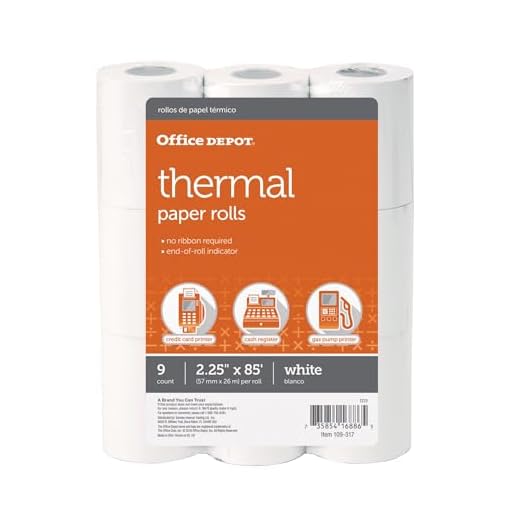 Office Depot Thermal Paper Rolls, 2 1/4in. x 85ft., White, Pack Of 9, 109317