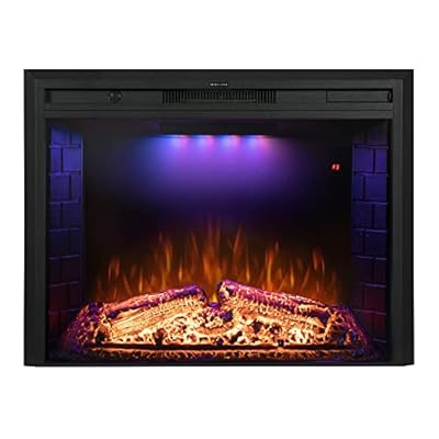 Benrocks 33'' Electric Fireplace Inserts, Recessed & Built in Wall Electric Fireplace Heater with Fire Crackling Sound, Adjustable Top Light & Flame Speed, Overheating Protection, 750/1500W Black