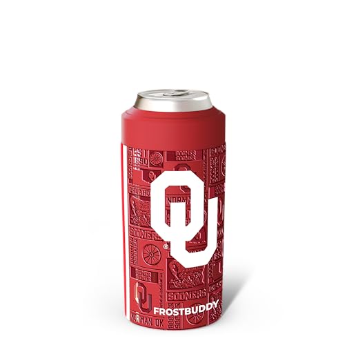 Image of Frost Buddy Universal Can Cooler - Fits 12 & 16 oz (Oklahoma Sooners | 3D) | 20x colder, cold up to 24 hrs | Fits slim cans & bottles | Sleek, lightweight design | No sweat, no condensation