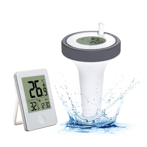 風呂温度計 デジタル 浮かべる 水温計 IP67防水 水槽 湯温計 大画面 LCDデジタル ワイヤレス フローティング温度計 子機付き 温度メモリー機能 時計機能付き 親機で温度を了解でき プール お風呂 水槽 水族館用 日本語説明書付き