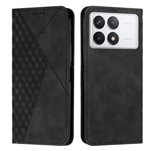 Coque portefeuille Xiaomi Redmi K70E anti-rayure noire avec béquille intégrée