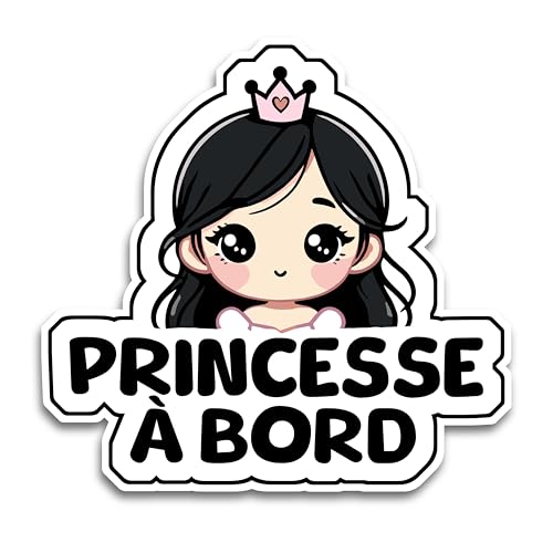 Autocollants Bébé à Bord Voiture, Bébé Princesse 16 x 15.5 cm, Stickers Bebe a Bord Résistants aux UV et Waterproof, Accessoire Sécurité Voiture