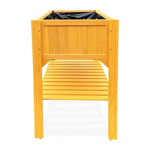 HABAU Hochbeet mit Ablage und Pflanzfolie, für Balkon und Garten, aus Holz, 119 x 57 x 90 cm