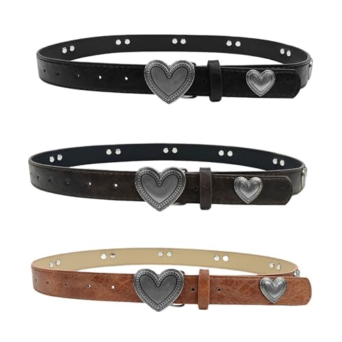Heart Buckles Belt Fashionable Women Waistband Adjustable PU Leather Belt for Fashion Women and Trendy Students3