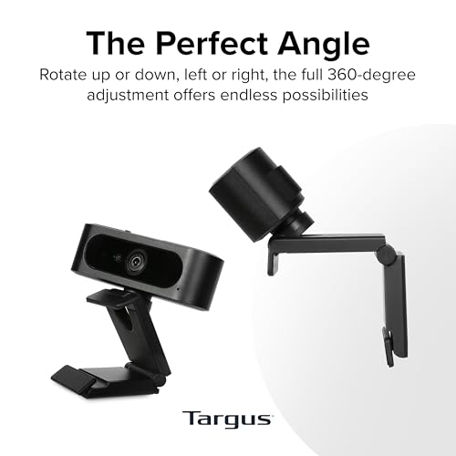 Image of Targus Full HD 1080p Webcam with IR Facial Recognition, Windows Hello Compatible, Dual Stereo Microphones, Spy Guard Privacy Cover, Autofocus, 360 Rotation, USB-A & USB-C, Zoom Certified AVC045GL