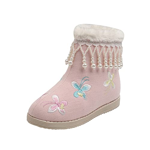 MATERUIEYES Little Pearl Pendant Embroidery Shoes Chinese Style Girls' Shoes