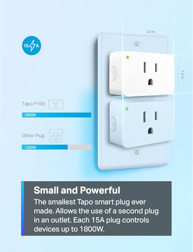 TP-Link Tapo Smart Plug Mini 15A, Smart Home Wi-Fi Plug, Super Easy Setup, Compatible with Alexa & Google Home, No Hub Required, UL Certified, 2.4G WiFi Only, White, Tapo P105(4-Pack) - Image 6