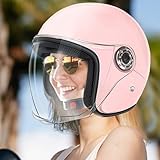 Lightweight Motorcycle Helmet - Half Face Moped Helmet - Racing Headgear Protective Gear with Visor for Sportbike Riding Scooter Adventure Commuting Women Men - Image 3