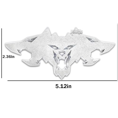 Image of Yautja 3D Metal Cerberus Emblem Decal Wolf Head SilverGlitter Badge Sticker | Wolf Pack Emblem Decal, Zinc Alloy Rear Side Front Badge, Universial Decorative Decal for Cybertruck Truck Motorcycle Trunk