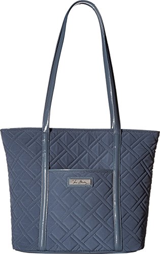 Vera Bradley Women's Microfiber Small Trimmed Vera Tote Bag, Charcoal Gray, One Size