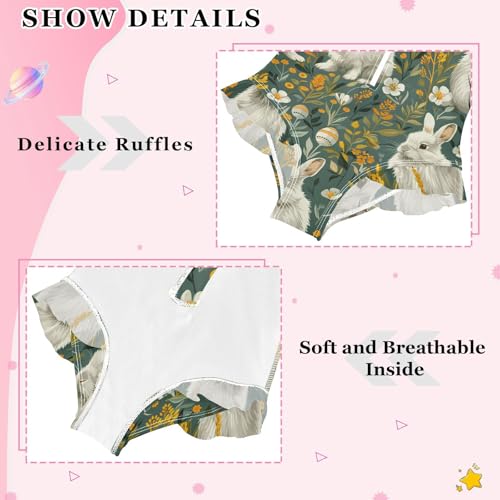 Girls One Piece Swimsuits Long Sleeve Swimsuit Zipper Bathing Suits Rabbit Bunny Green Grass4