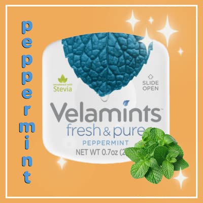 Velamints Fresh Peppermint Sugar Free Mints Tin - Fresh Breath Mint Aspartame-Free Sweetened With Stevia, 20 Gram (Pack Of 6 Tins) #TOP4
