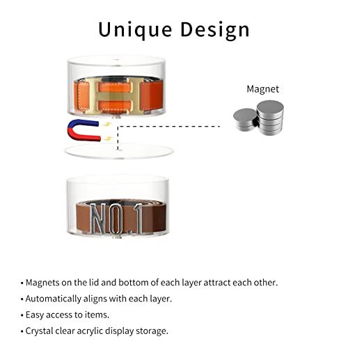 Image of MESAILUP Belt Rack Organizer 5 Layers Acrylic Display Case with Magnet Storage Holder for Accessories like Watches, Jewelry, Makeup, Bracelets, Rings, Craft Toy & Tie