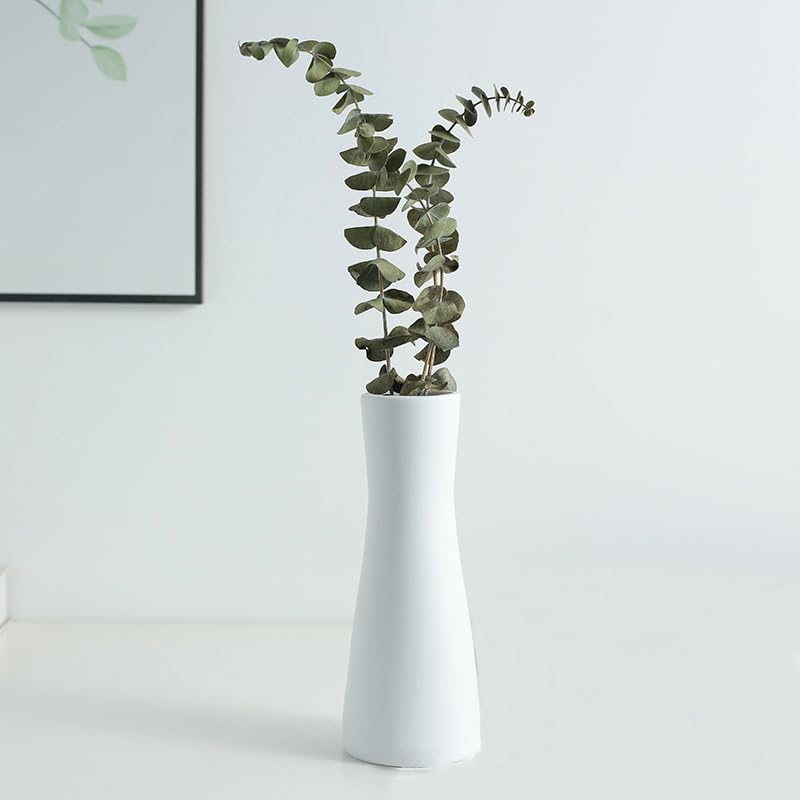 Vase à bourgeons en céramique de 18 cm - Grand vase conique à tige unique - Petit bourgeon décoratif - Centre de table floral pour mariage, bureau (blanc) – Image 4