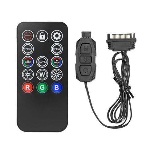 ARGB Controller mit Fernbedienung RUIZHI ARGB Controller 5V 3-Pin RGB Dimm Con-troller 14 Key Fernbedienung Switch Farben RGB Fan Hub SATA-betriebener Dimmer für Beleuchtungssteuerung und Lichtleisten