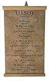 Conmemorativo Jesus dijo Yo Soyinch - Poem Scroll Décor Ready to Hang 14 x 8.5 in., Hand-Made Rustic Canvas-Parchment Decorative Wall Art Mural Biblical Scripture Gifts, Beige Yo Soy Height by Length