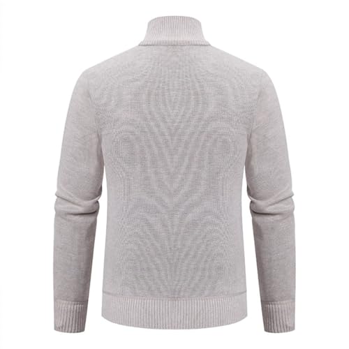 Men's Stand Collar Knitted Zipper Cardigan Sweater Solid Color Slim Knitted Sweaters4