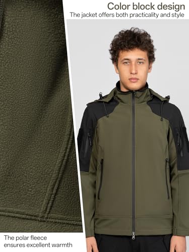 Winter Waterproof Jackets for Men,Softshell Fleece Lined Hooded Windproof Warm Coat for Hiking Camping Outdoor3