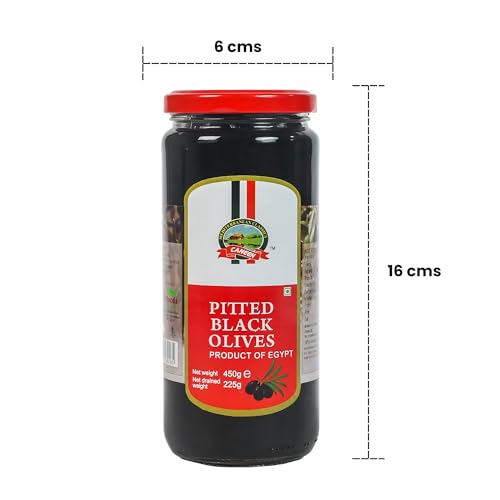 Image of CANEEN Pitted Black Olives - 450 gm (Pack of 1) | Ideal for Salads, Pizzas, Snacks, Tapenade, Antipasto Platter, Stuffed Dishes, and Garnish | Fresh, Delicious, Ready to Eat