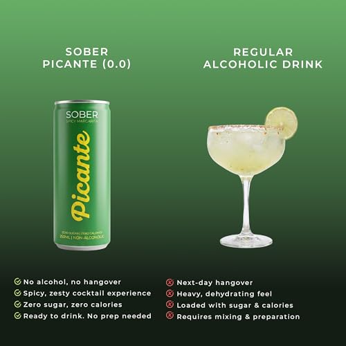 Image of SOBER Picante Non Alcoholic Drink | 0 Sugar & 0 Calories | 6 Cans