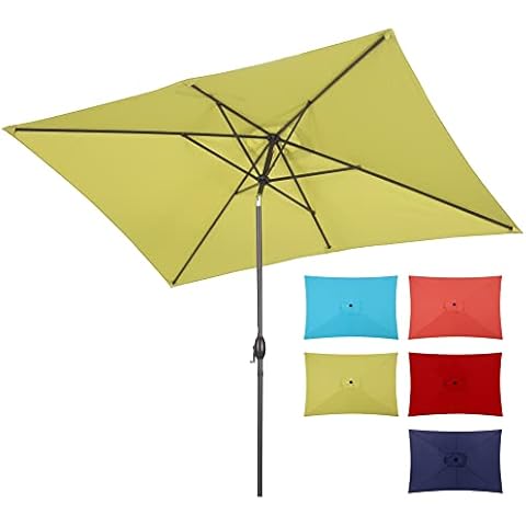 SUNVIVI OUTDOOR 6.5 x 10 Ft Rectangular Patio Umbrella Aluminum Pole, Outdoor Table Market Umbrella with Crank, 6 Steel Ribs, Polyester Canopy, Lime Green Cover
