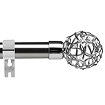 Silver Curtain Poles with Round Finials, 76 to 390 cm Door Curtain Pole with Brackets Fittings Set Window Curtain Rods for Indoor and Outdoor