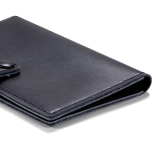 Image of HISCOW Minimalist Thin Bifold Card Holder - Italian Calfskin (Dieter Diez, Black)