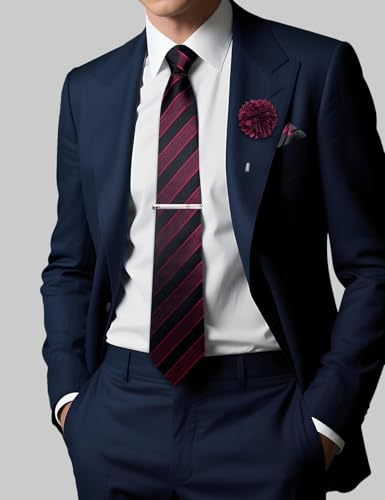 Image of DiBanGu Silk Zipper Ties for Men, Formal Pre-tied Necktie | Adjustable Tie,6PCS,Various Design Styles,Jacquard Woven,Skin-friendly,Practical Gift,Great for Wedding Party,Business Formal